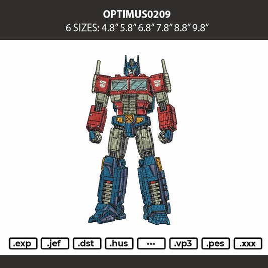 Optimus0209 Embroidery Machine Design File 6 sizes
