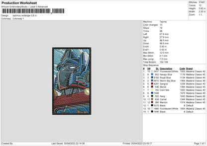Optimus Rectangle Embroidery File 6 sizes