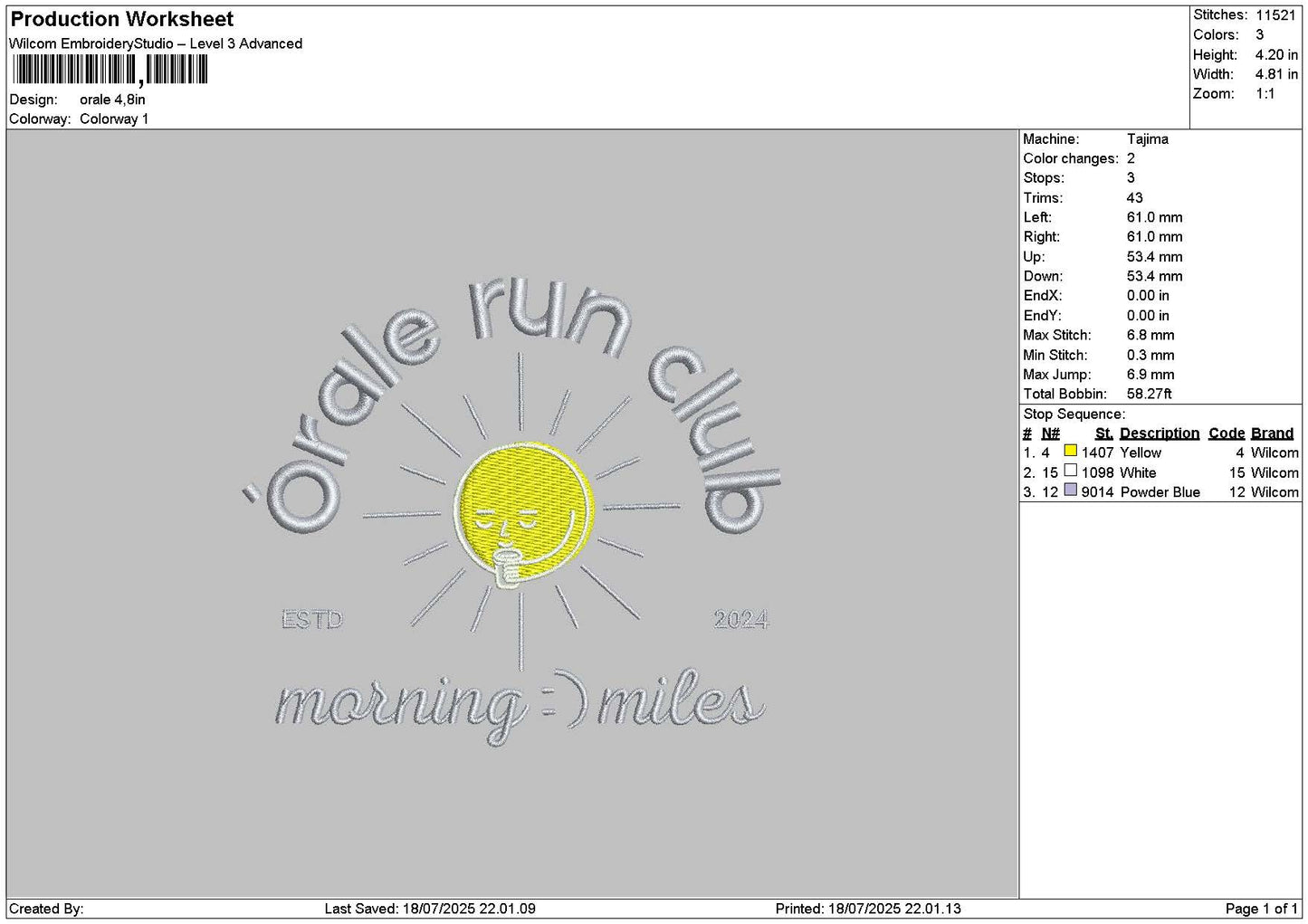 Oraletext Embroidery File 6 sizes