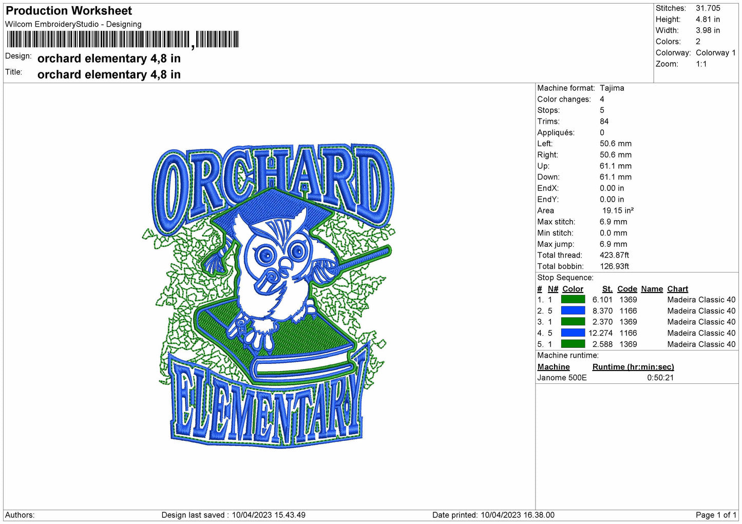 Orchard Elemen Embroidery File 6 sizes