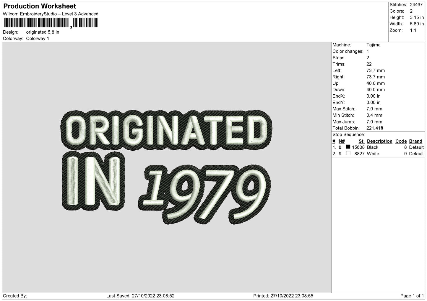 Originated Embroidery File 6 sizes