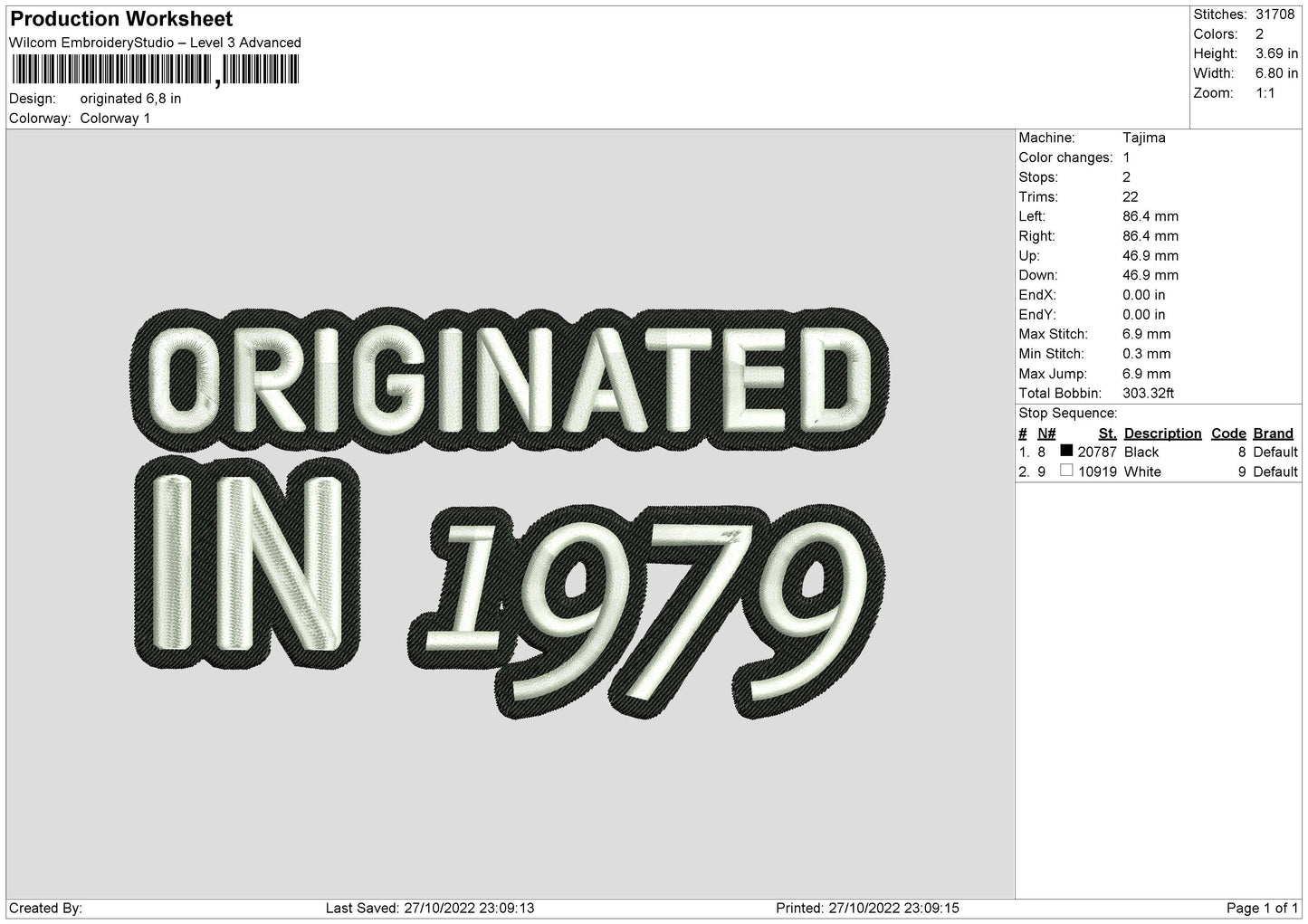 Originated Embroidery File 6 sizes