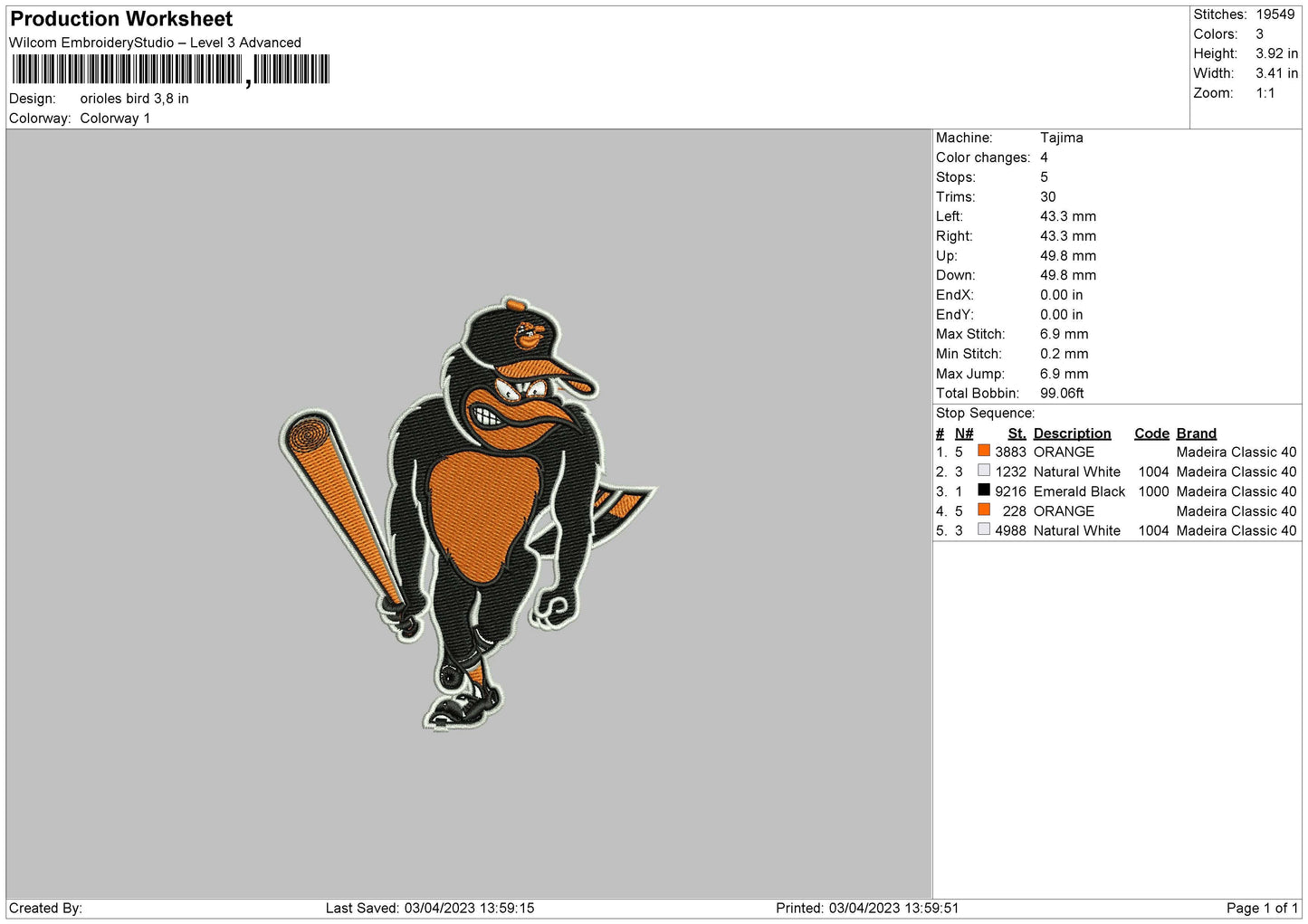 O Bird Embroidery File 6 sizes