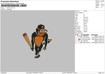 O Bird Embroidery File 6 sizes