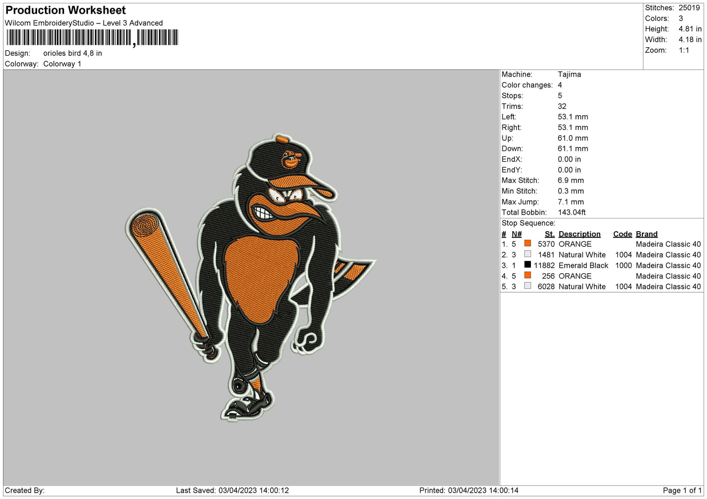 O Bird Embroidery File 6 sizes