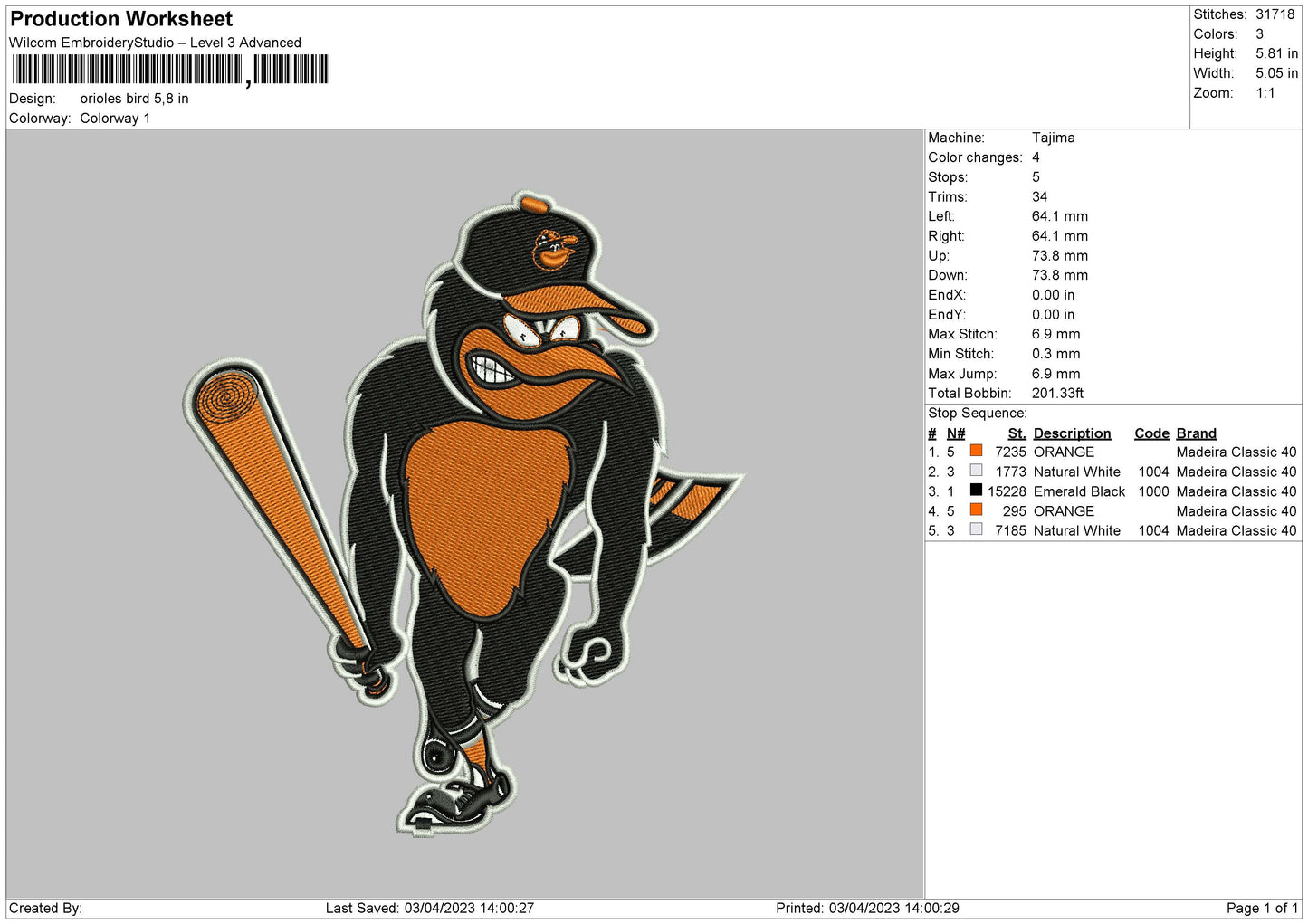 O Bird Embroidery File 6 sizes