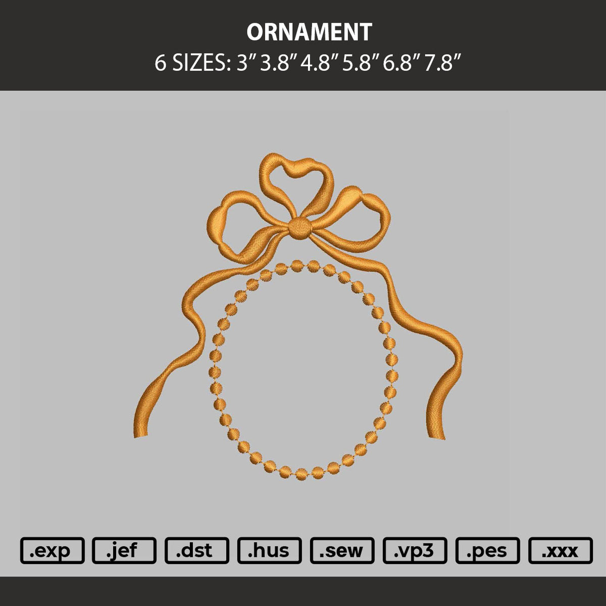 Ornament Embroidery Machine Design File 6 sizes
