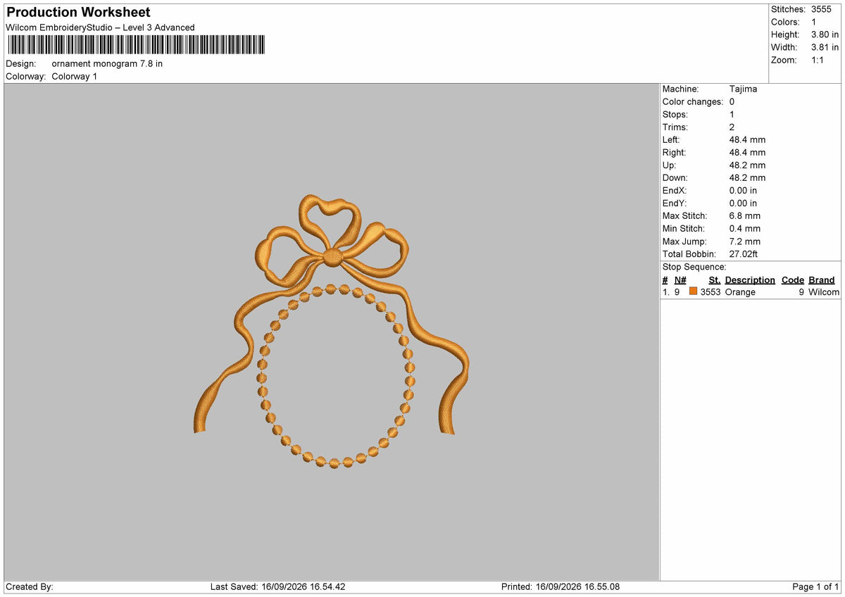 Ornament Embroidery Machine Design File 6 sizes
