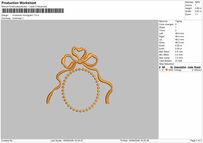 Ornament Embroidery Machine Design File 6 sizes
