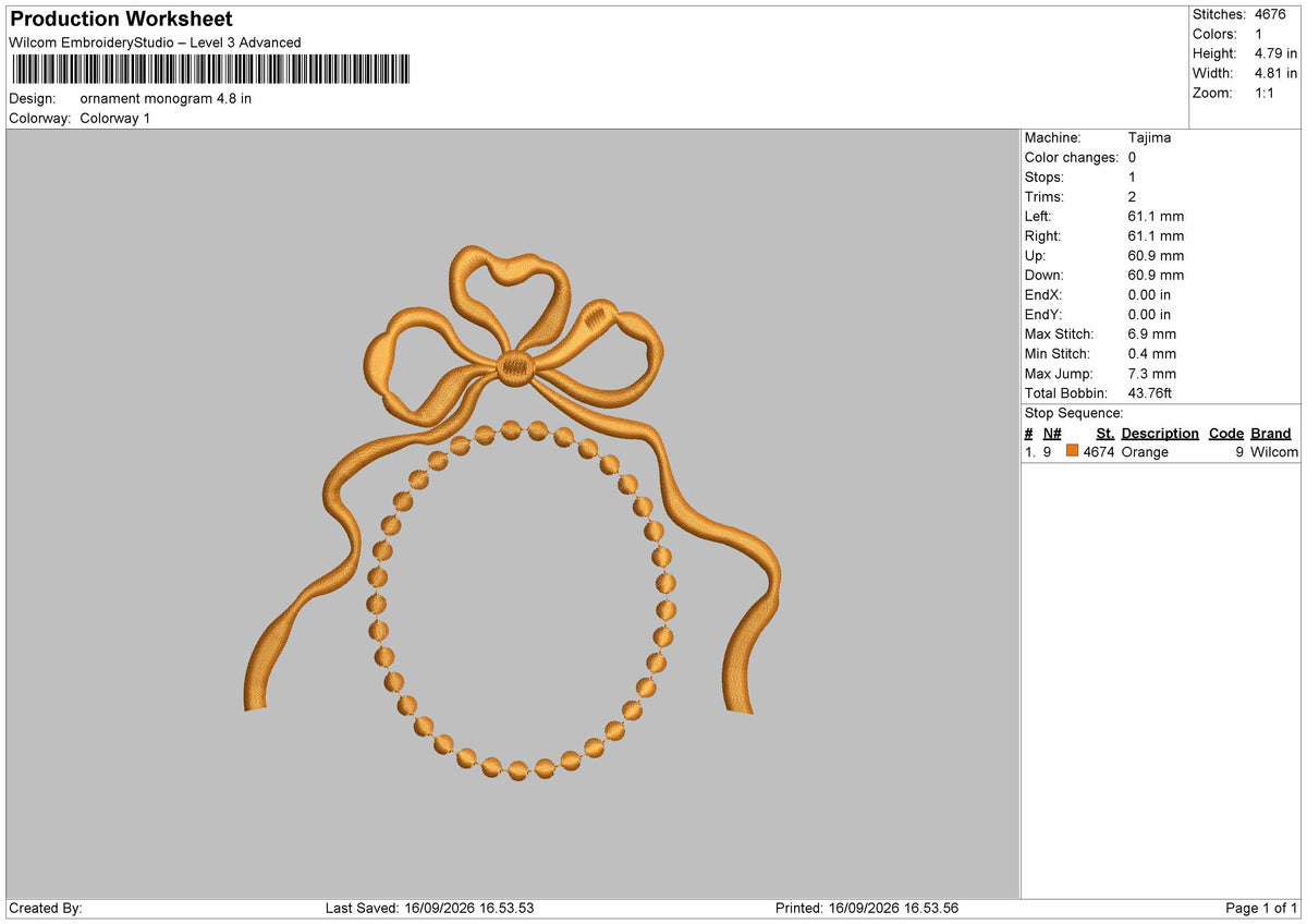 Ornament Embroidery Machine Design File 6 sizes