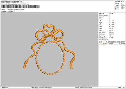 Ornament Embroidery Machine Design File 6 sizes