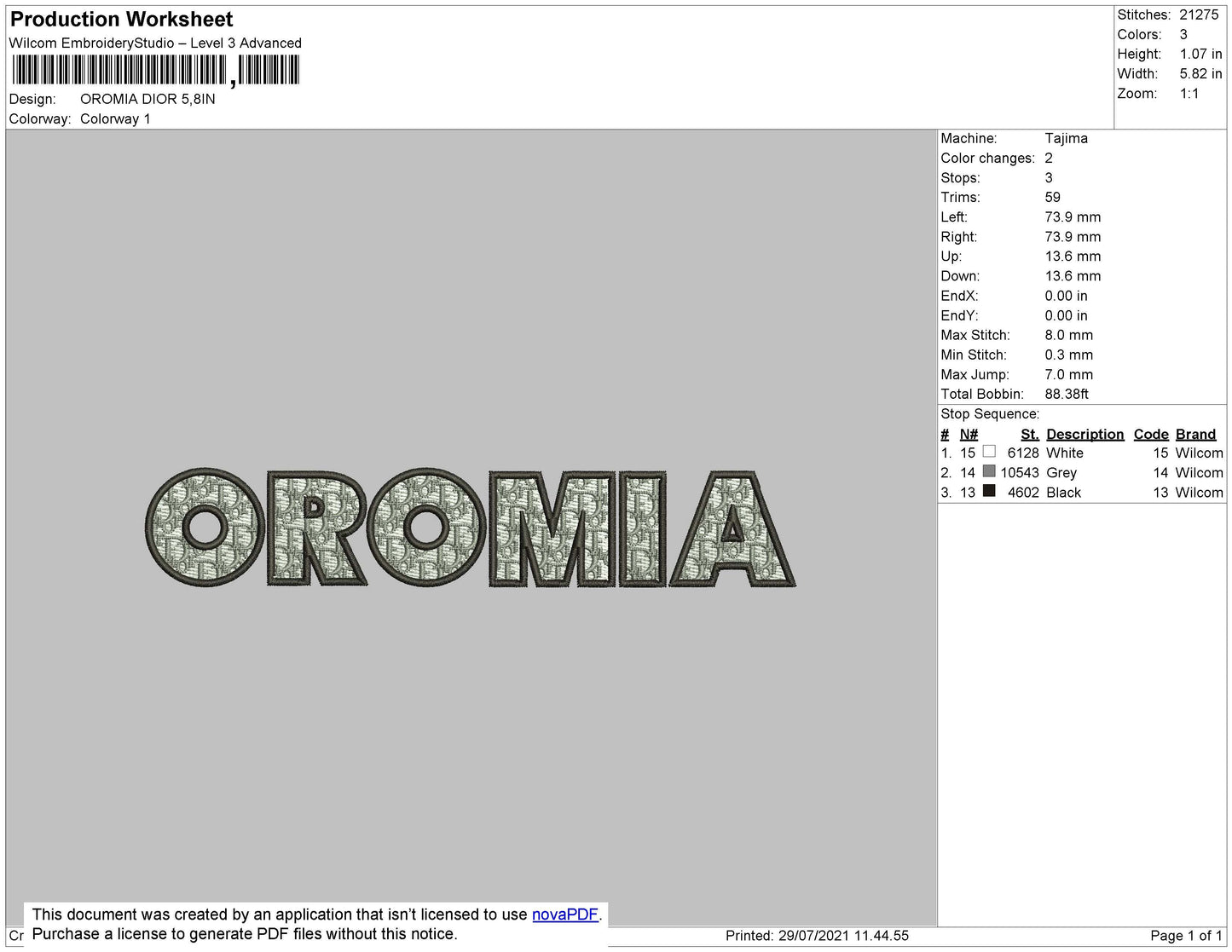 Oromia Text D Pattern Embroidery File 4 size