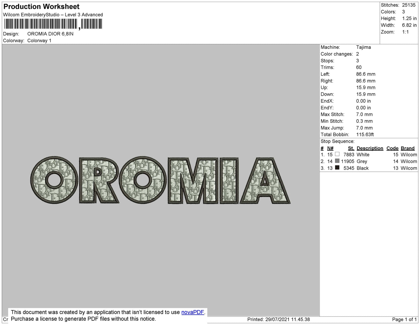 Oromia Text D Pattern Embroidery File 4 size