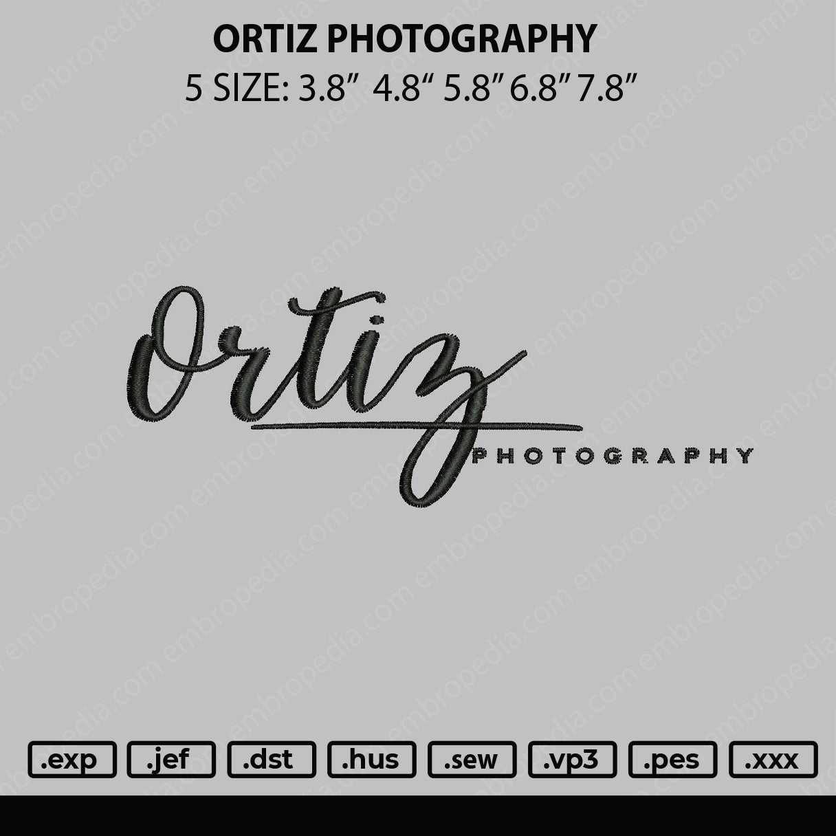 Ortiz Photography Embroidery File 5 sizes
