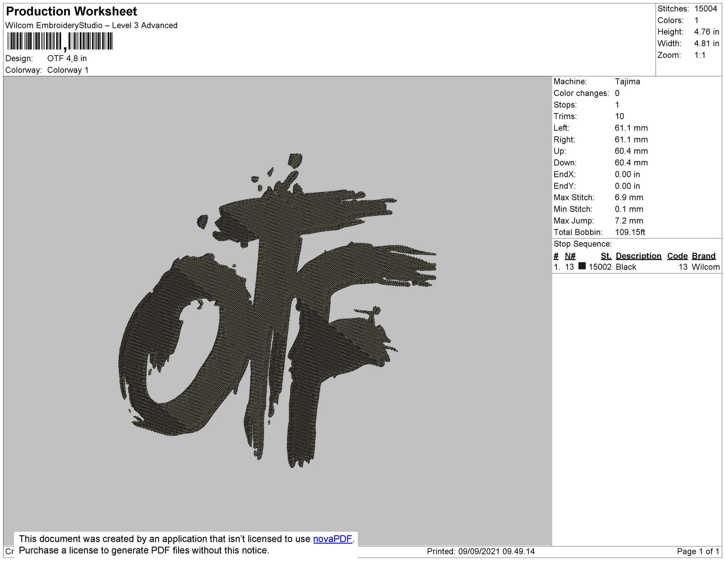 OTF Embroidery File 4 size