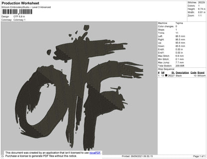 OTF Embroidery File 4 size