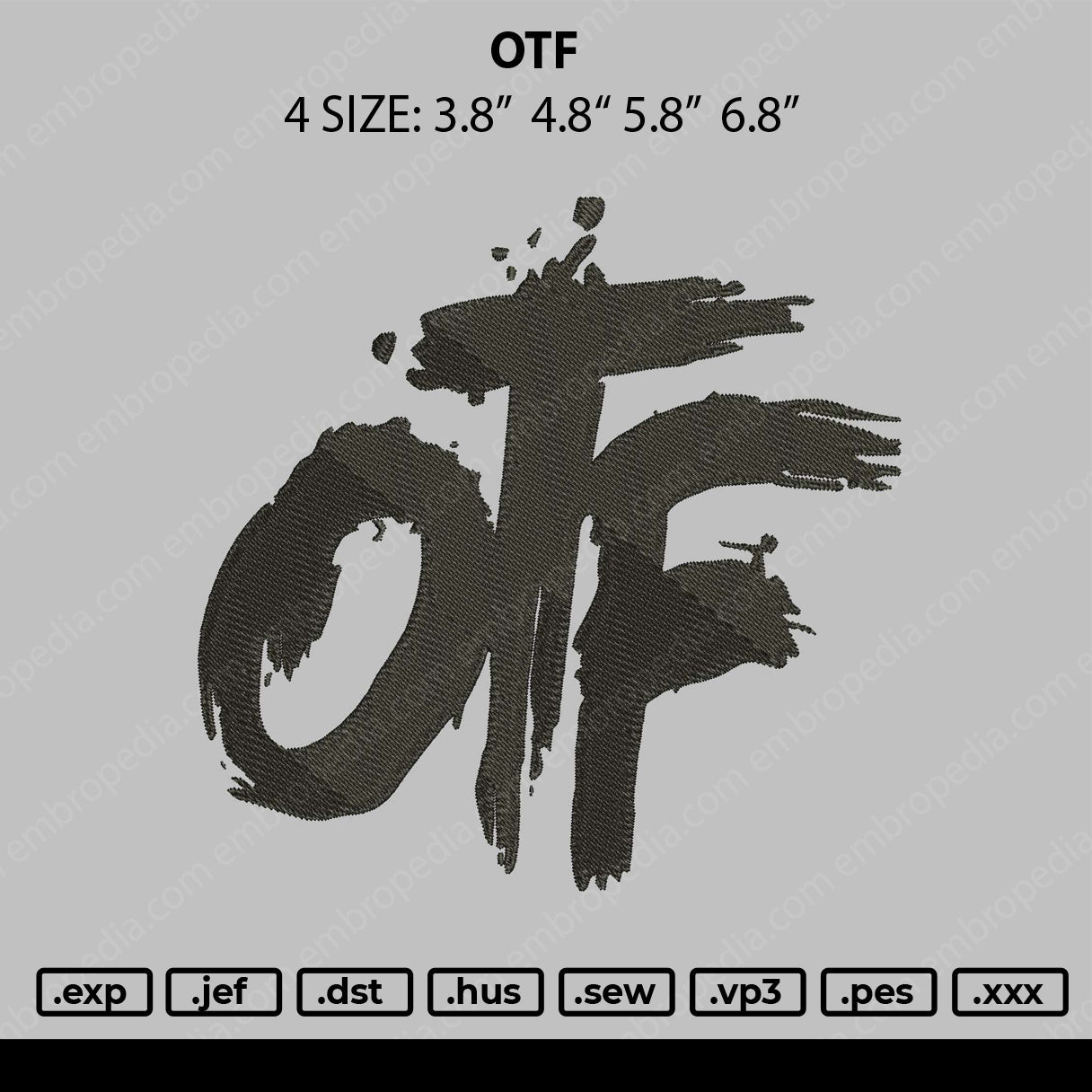 OTF Embroidery File 4 size