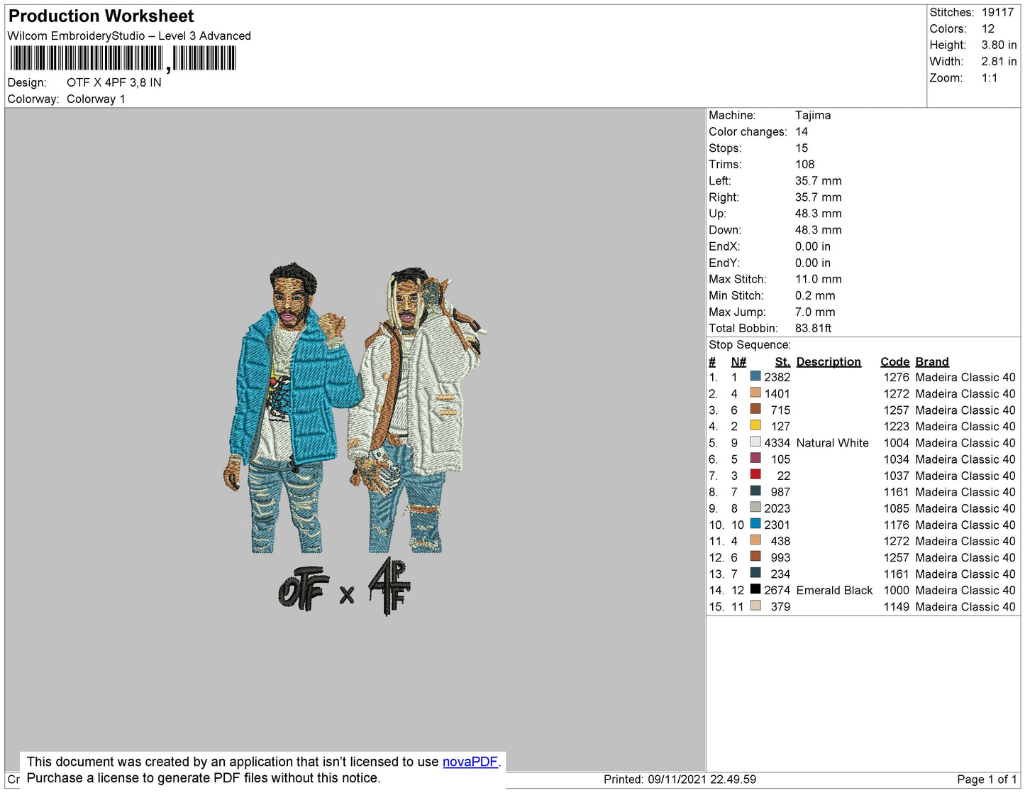 OTF X4PF Embroidery File 4 size