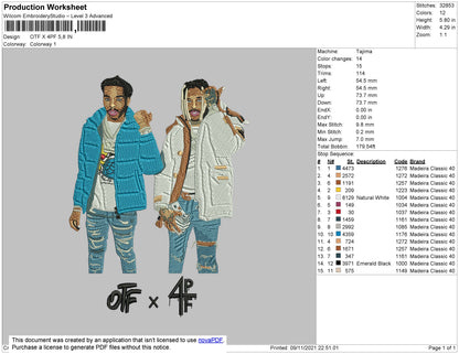 OTF X4PF Embroidery File 4 size