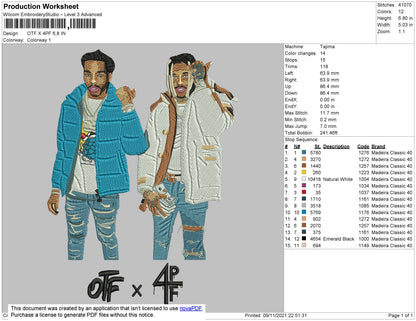 OTF X4PF Embroidery File 4 size