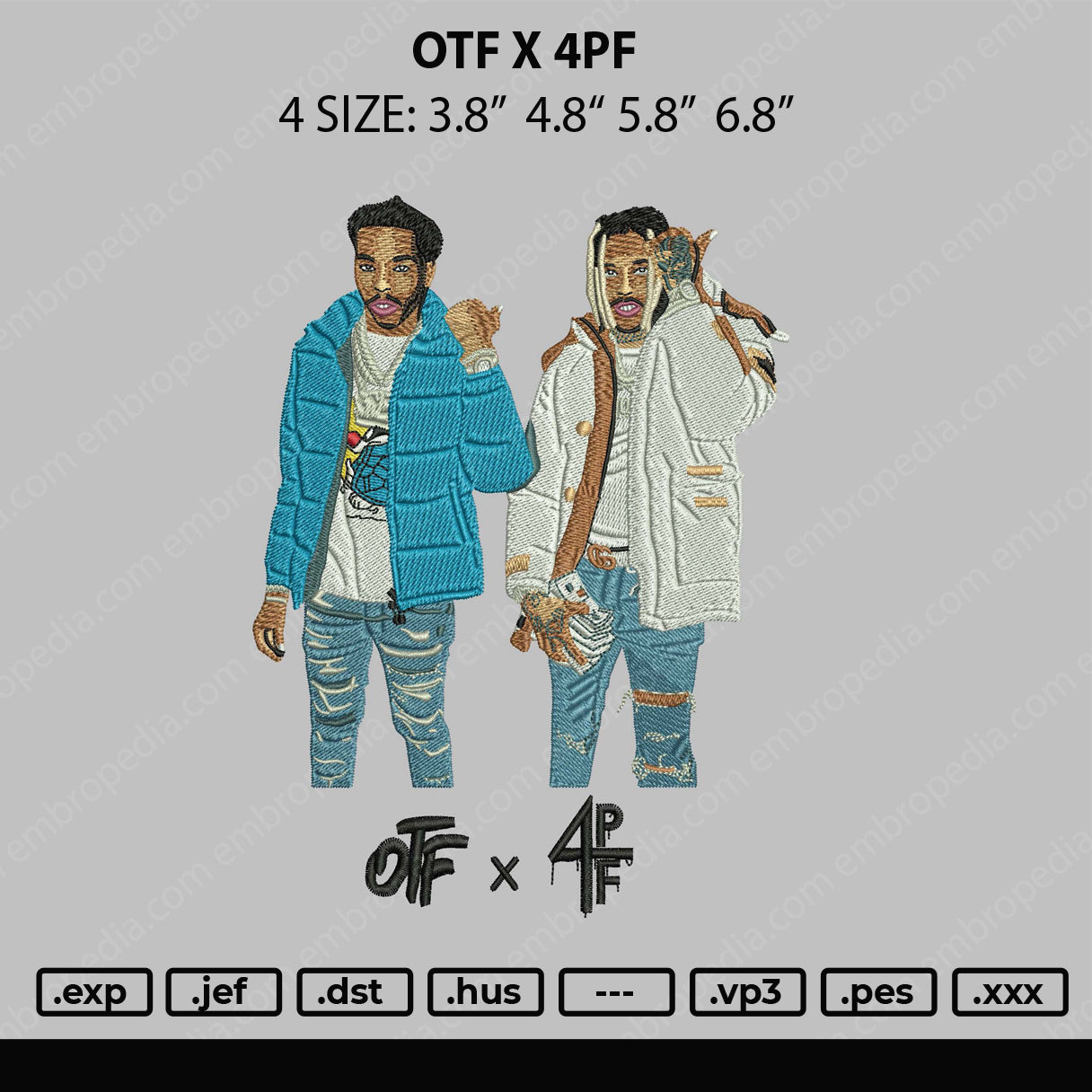 OTF X4PF Embroidery File 4 size