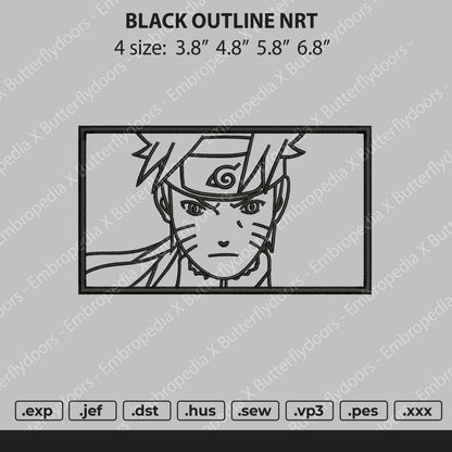 Naruto Rectangle Outline Embroidery File 4 size