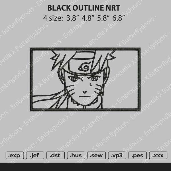 Naruto Rectangle Outline Embroidery File 4 size