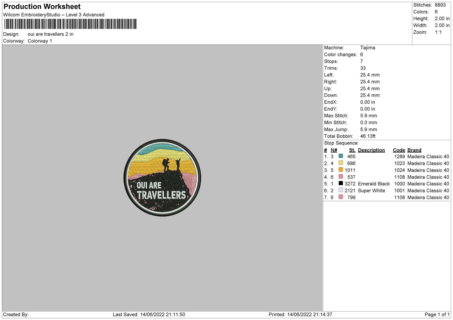 Oui Are Travellers Embroidery File 4 size