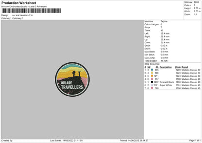 Oui Are Travellers Embroidery File 4 size
