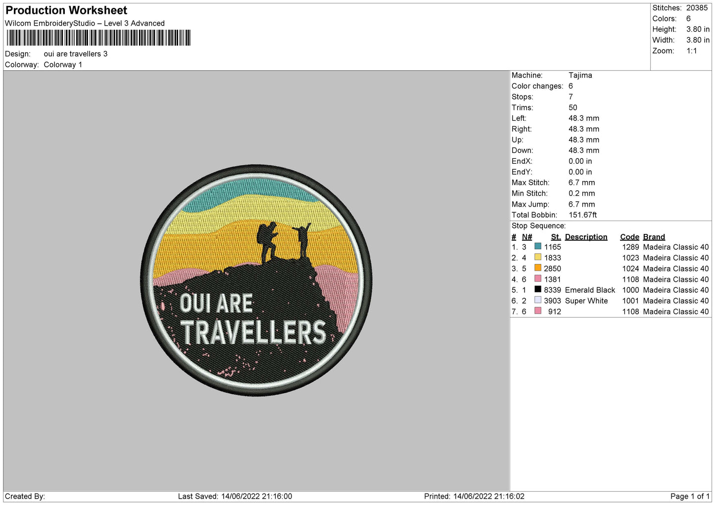 Oui Are Travellers Embroidery File 4 size