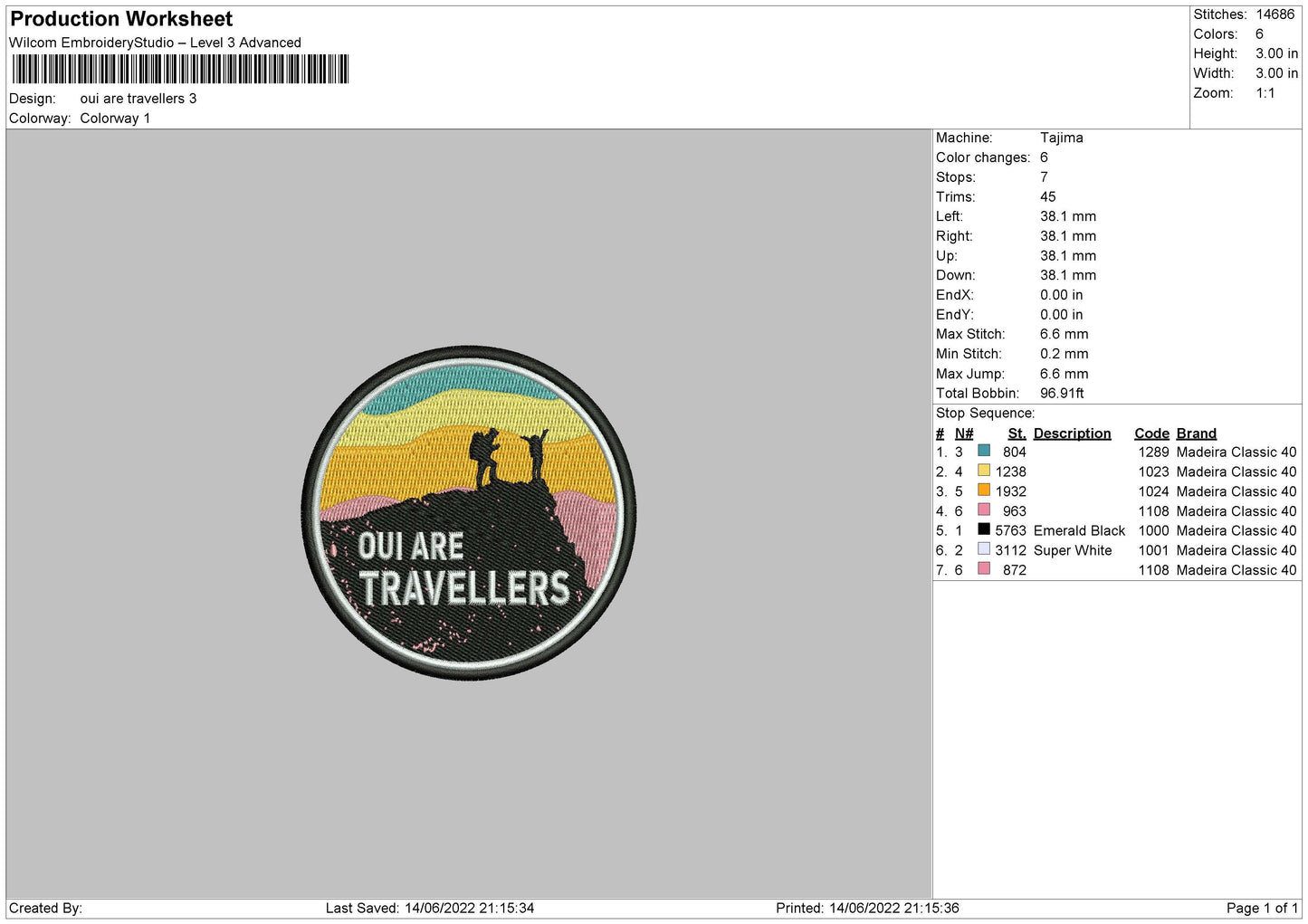 Oui Are Travellers Embroidery File 4 size
