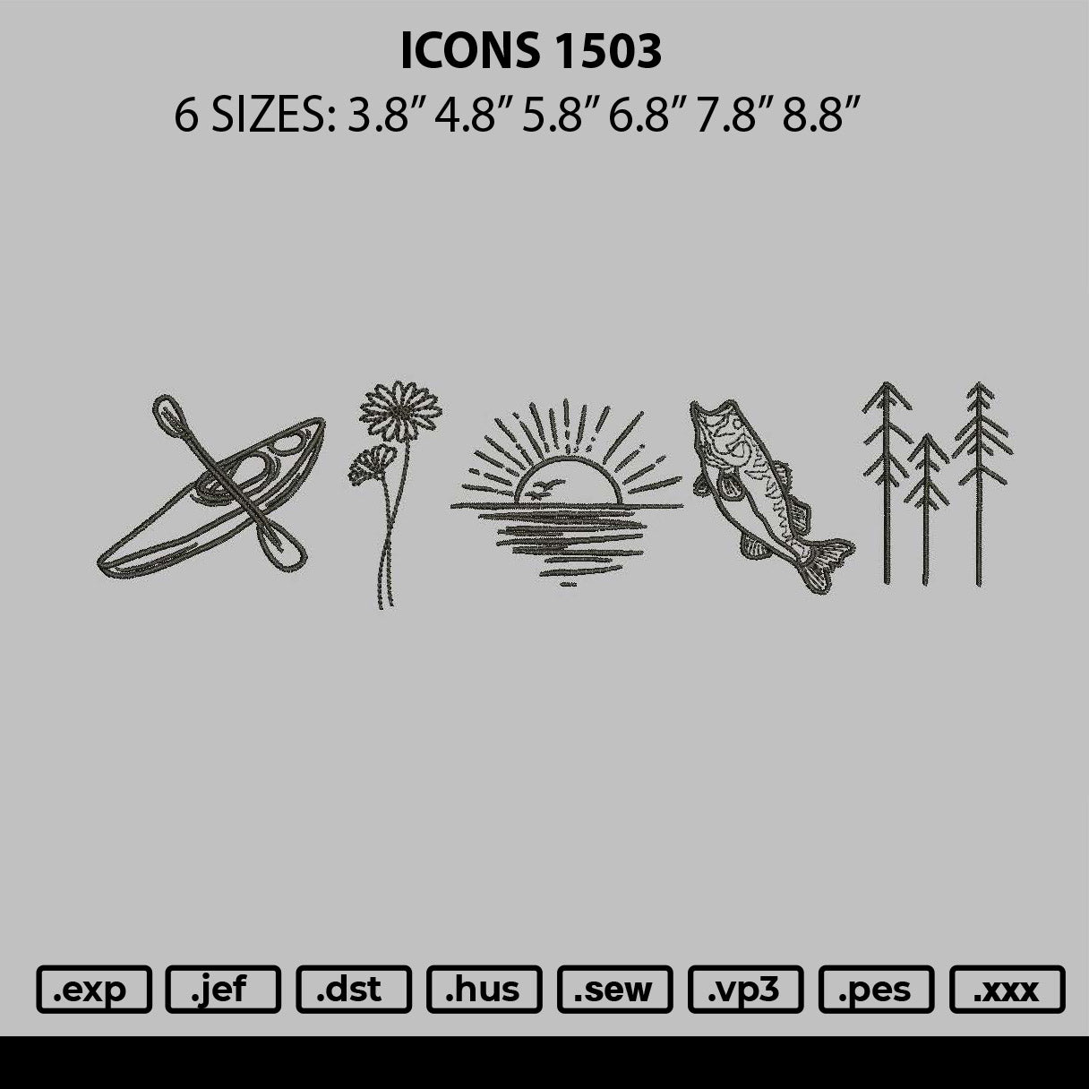 Icons 1503 Embroidery File 6 sizes