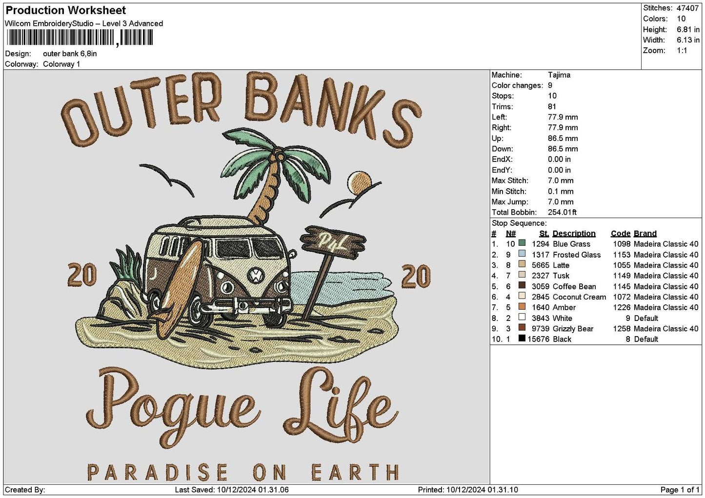 Lifetext1012 Embroidery File 6 sizes