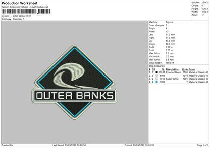 Outer Banks Embroidery File 4 size