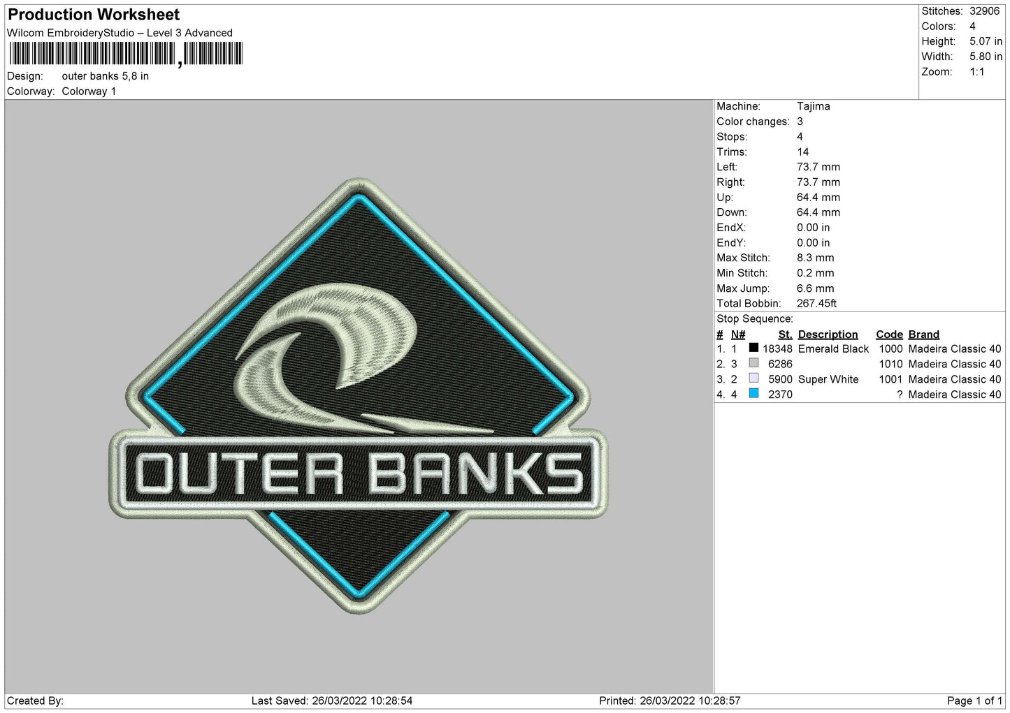 Outer Banks Embroidery File 4 size