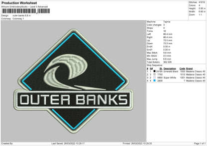 Outer Banks Embroidery File 4 size