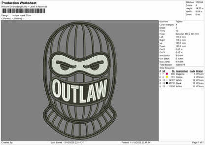 OUTLAW Embroidery & Vector File