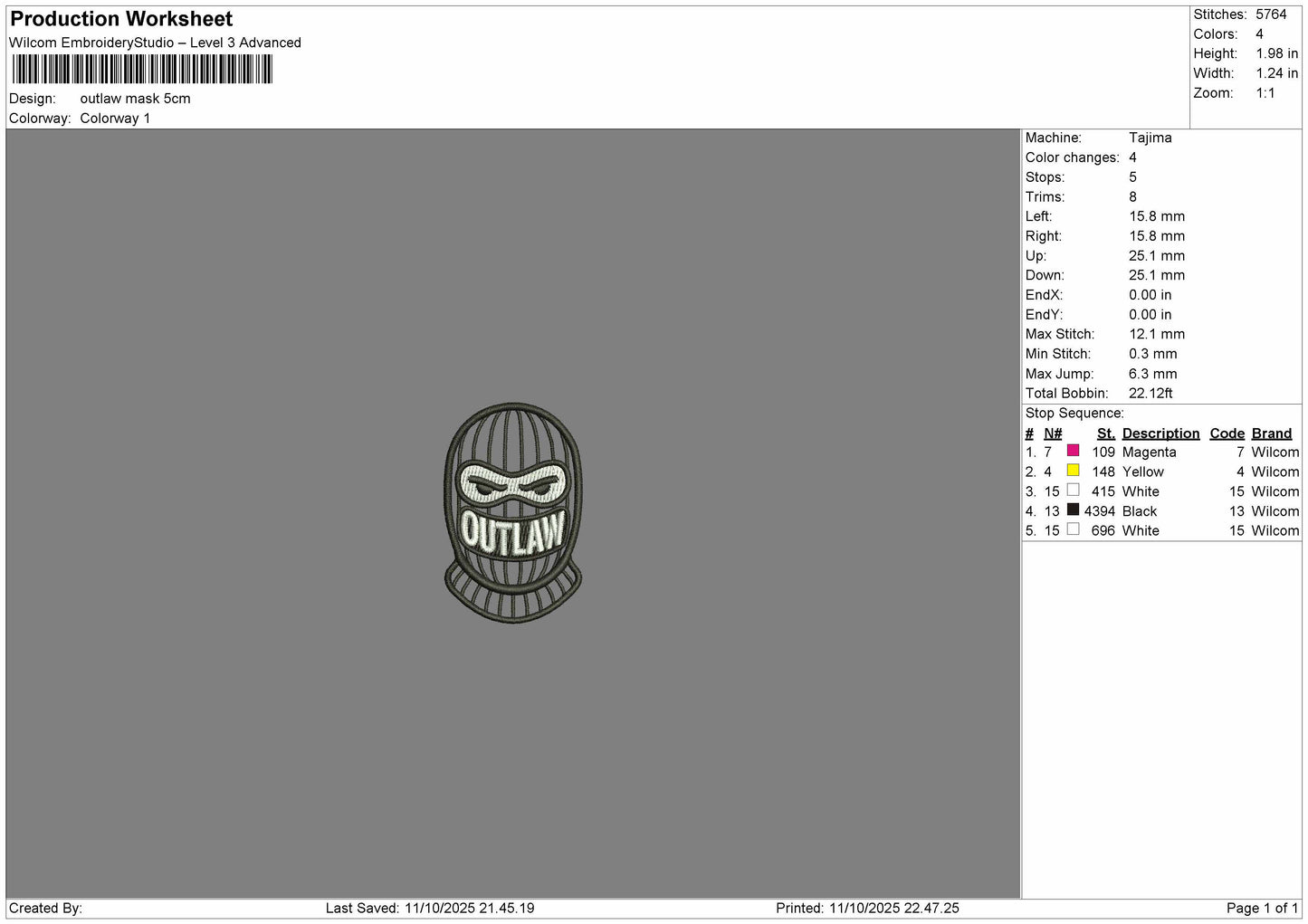 OUTLAW Embroidery & Vector File