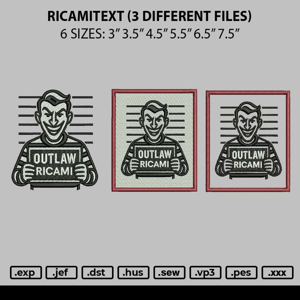 Ricamitext Embroidery 3 Different Files