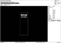 Outlawtext 1109 Embroidery File 6 sizes