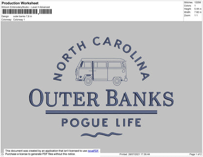Outer Banks Embroidery File 4 size