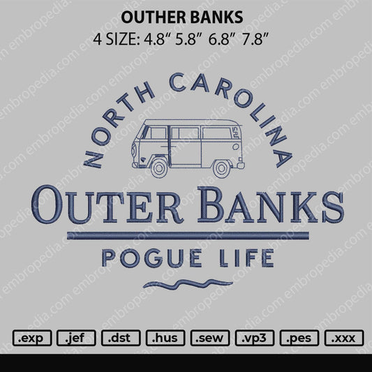 Outer Banks Embroidery File 4 size