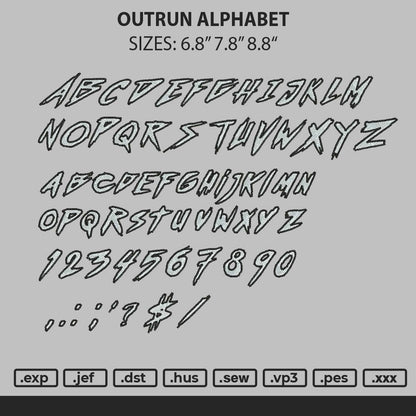 Outrun Alphabet Embroidery File 6 sizes