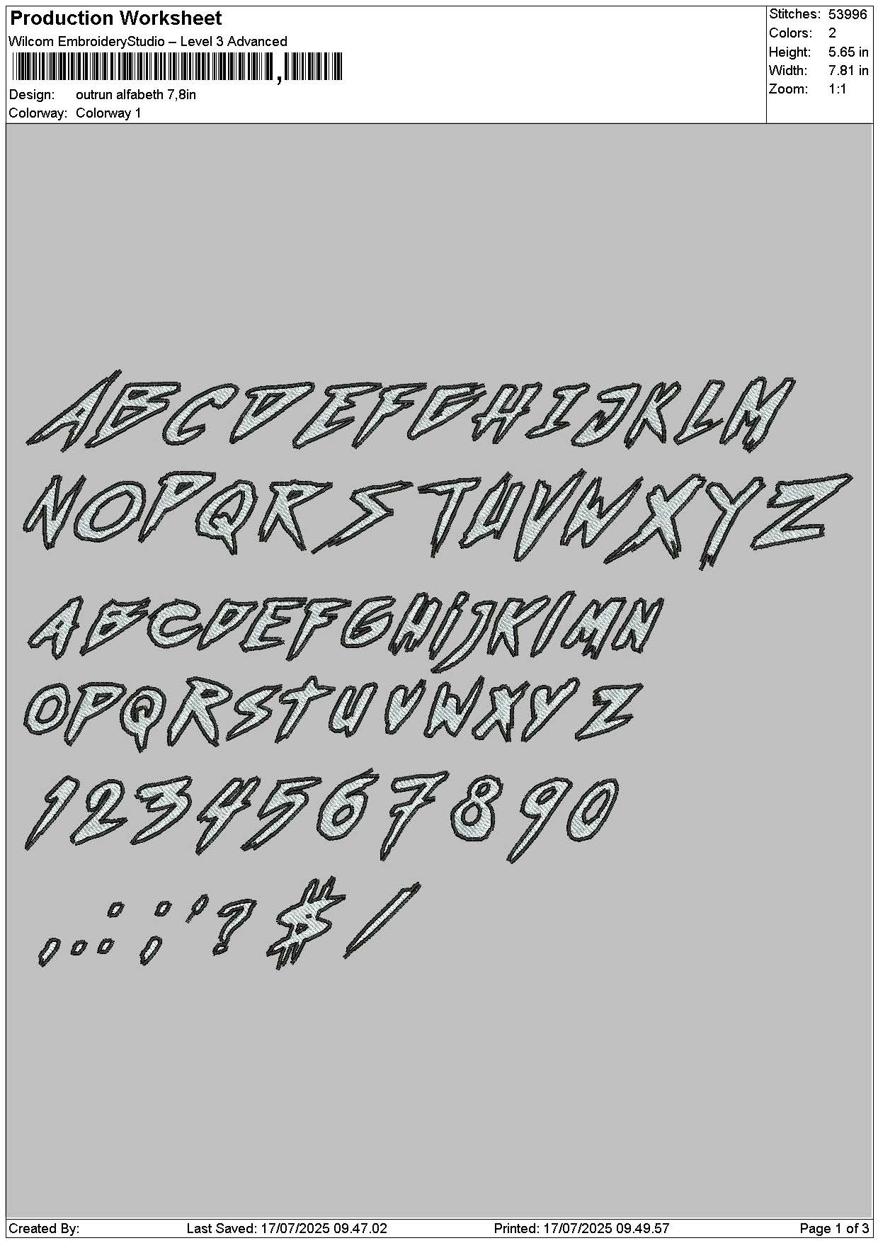 Outrun Alphabet Embroidery File 6 sizes