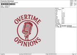 Overtimetext Embroidery File 6 sizes