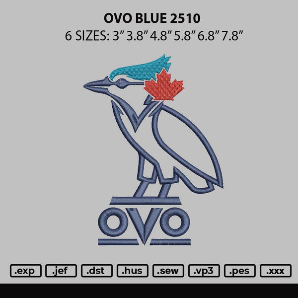 Owl Blue2510 Embroidery File 6 sizes