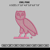 Owl Pink Embroidery File 6 sizes