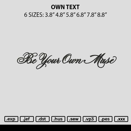 Own Text Embroidery File 6 sizes