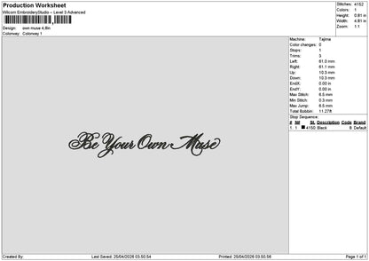 Own Text Embroidery File 6 sizes