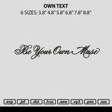 Own Text Embroidery File 6 sizes